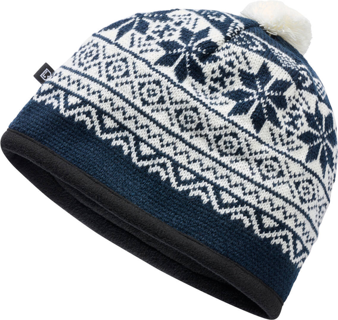 Brandit Snow hat with pompom, blue/white