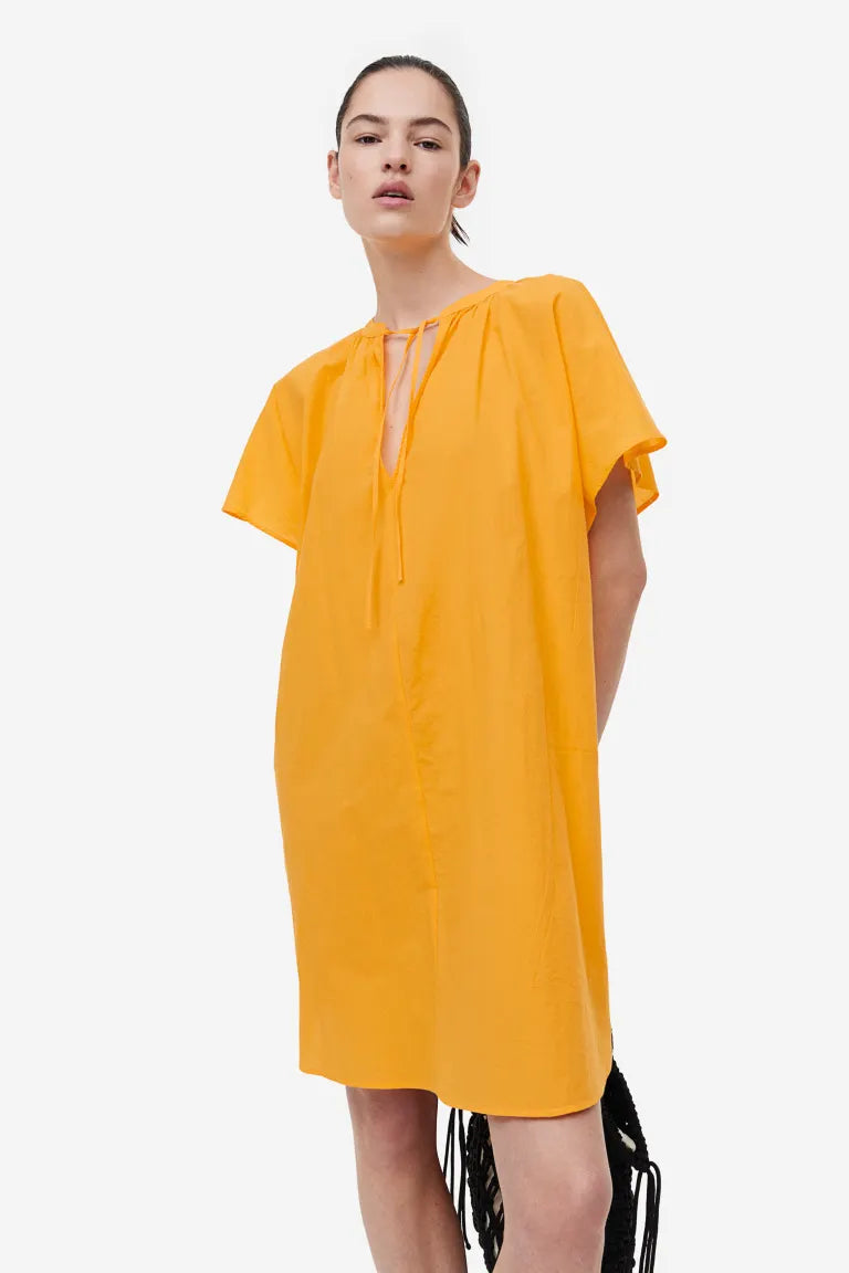 H&M cotton tunic dress, yellow