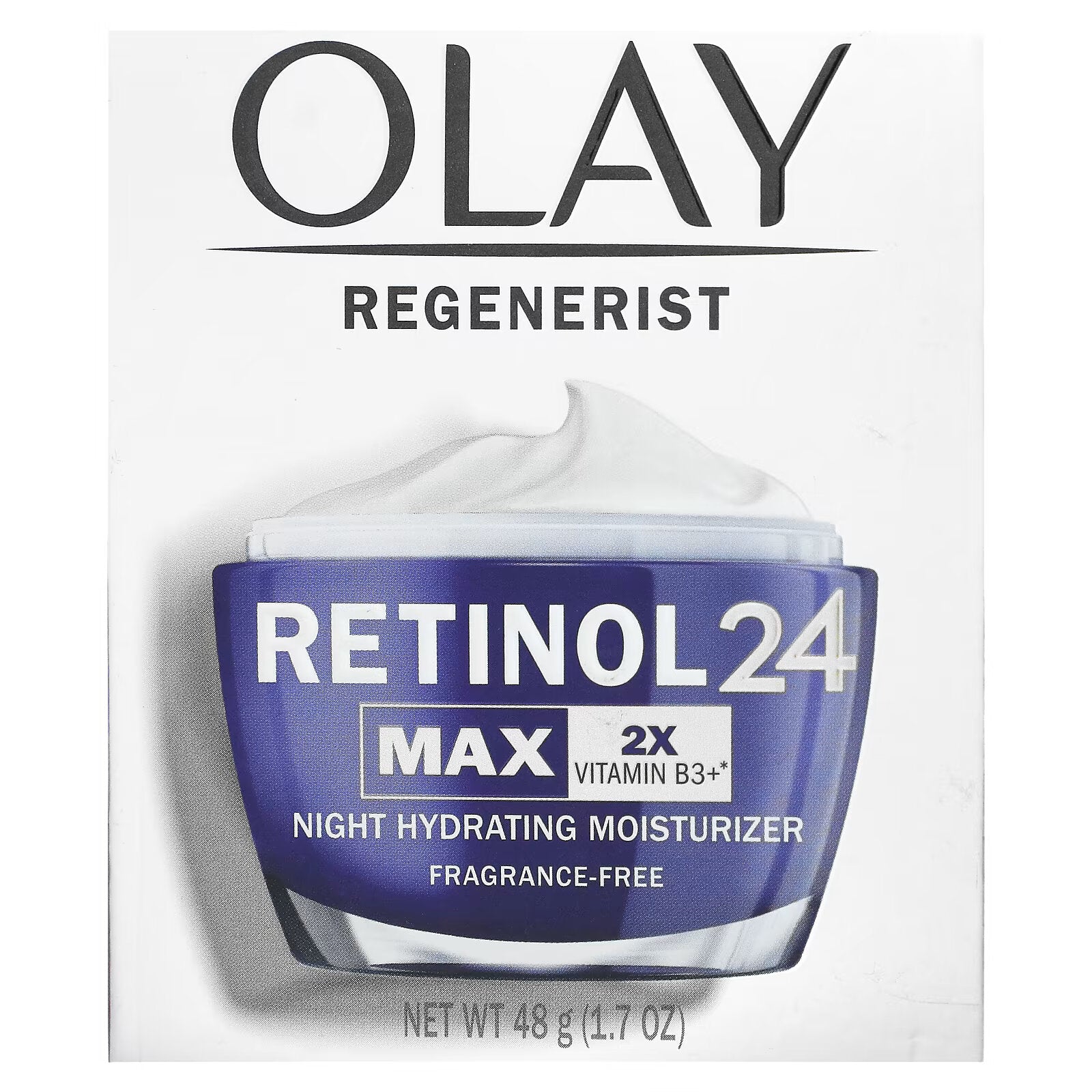 Olay, Regenerist, Retinol 24, Nighttime Moisturizer, Fragrance-Free, 1.7 oz (48 oz)