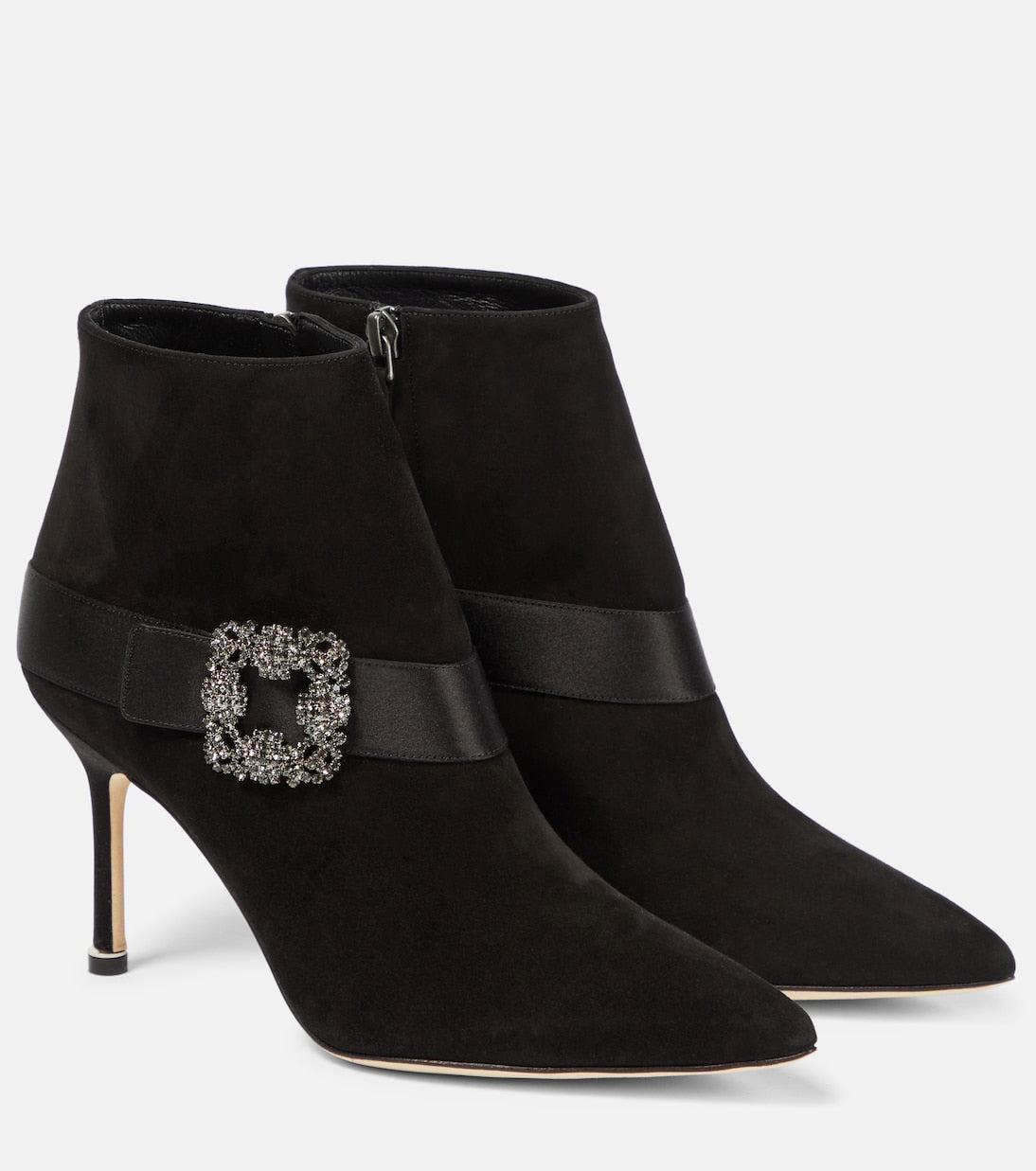 Plinianu suede ankle boots with Manolo Blahnik decoration, black