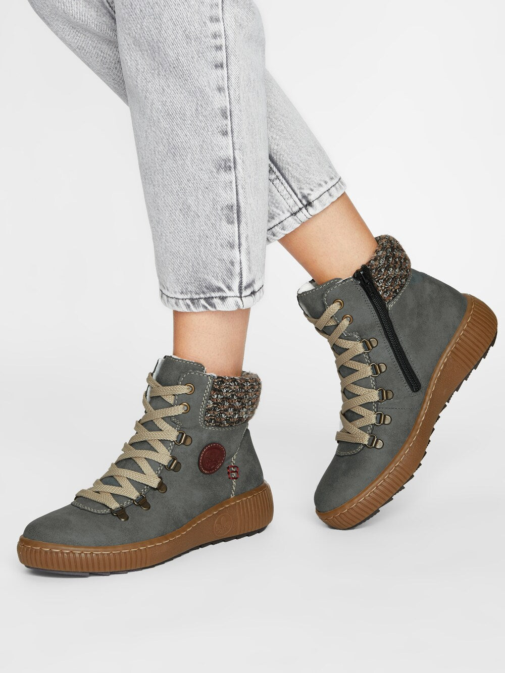 Rieker Lace-Up Ankle Boots, Dusty Blue