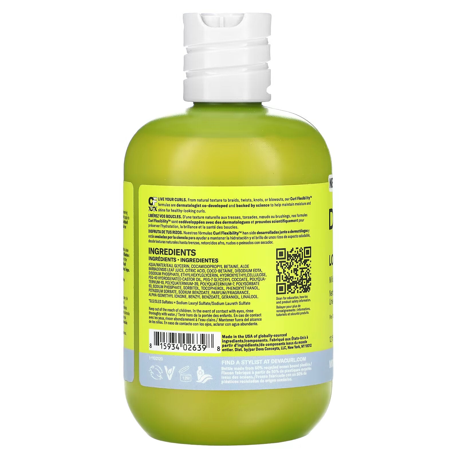 DevaCurl, Original, low bullet content cleanser with soft foam for rich hydration, for dry Medium to Coarse Curls, 355 ml (12 fl oz)