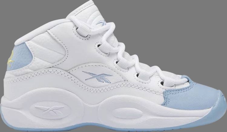 Question mid little kid 'on to the next' Reebok sneakers, white