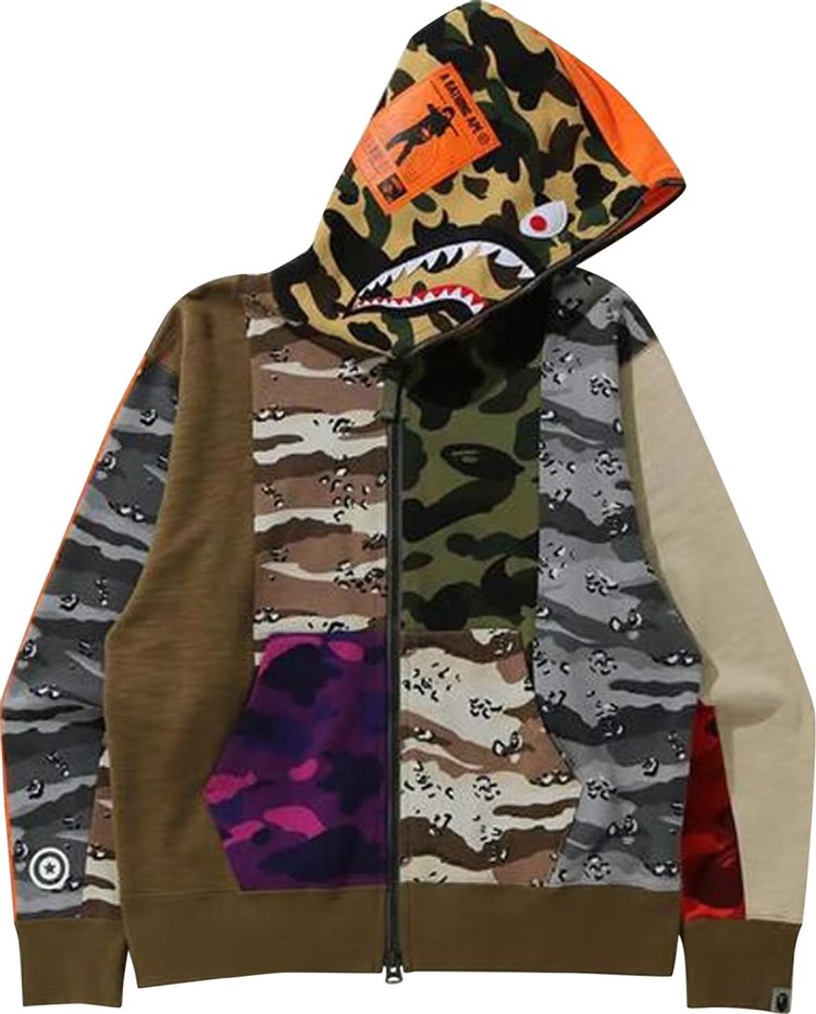 BAPE Crazy Camo Mad Shark Relaxed Full Zip Hoodie 'Multi', Multicolor