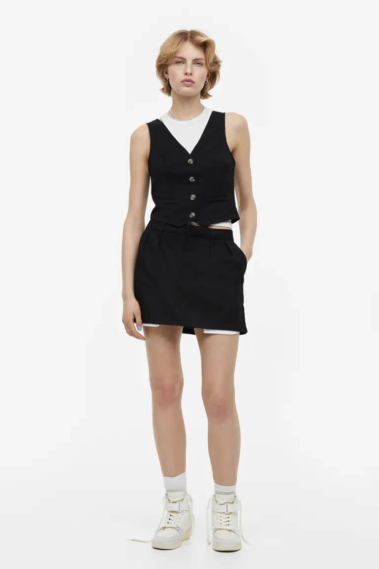 H&M Mini Twill Skirt, black