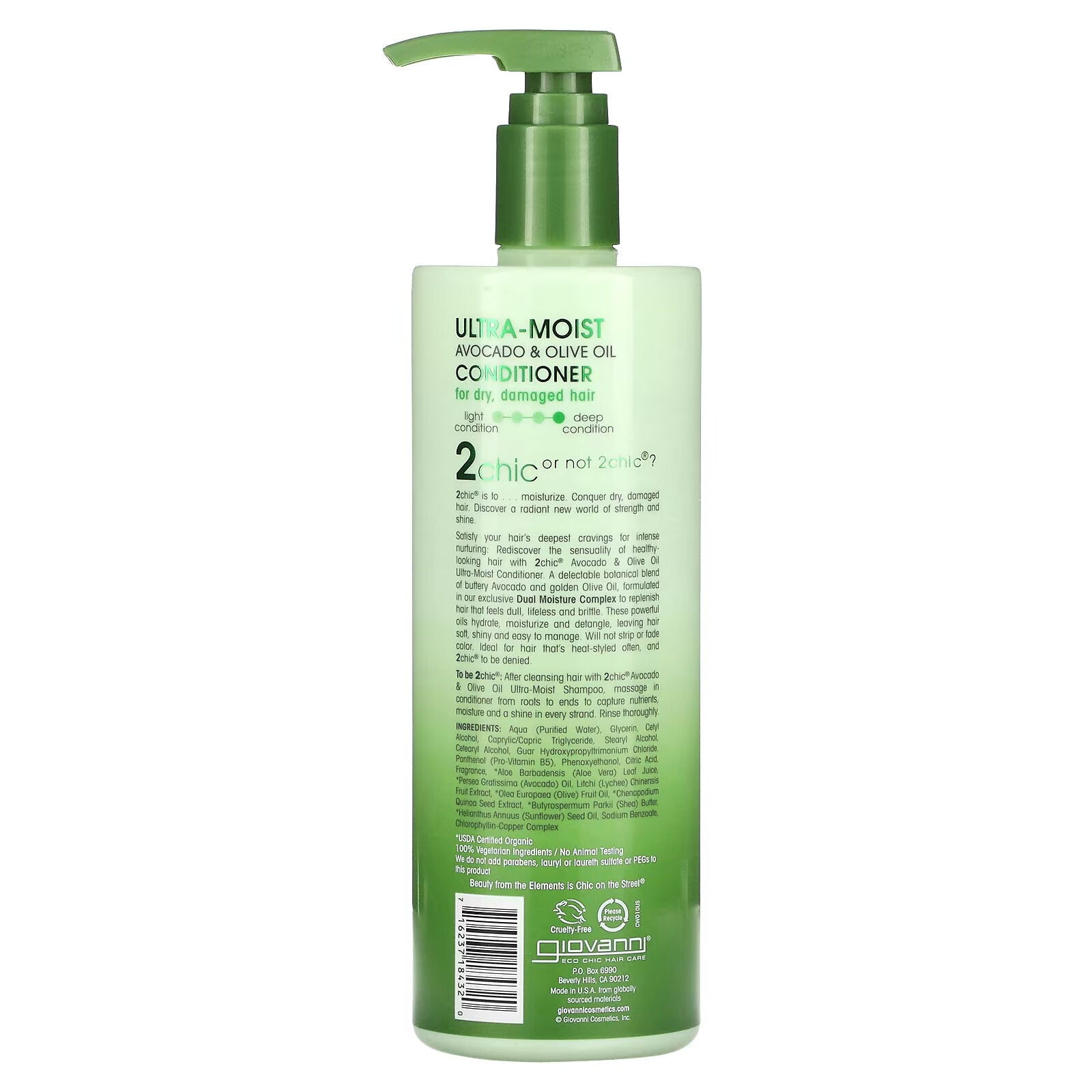 Giovanni, 2chic, ultra-hydrating conditioner, for dry and damaged hair Avocado and Olive Oil, 710 ml (24 fl oz)