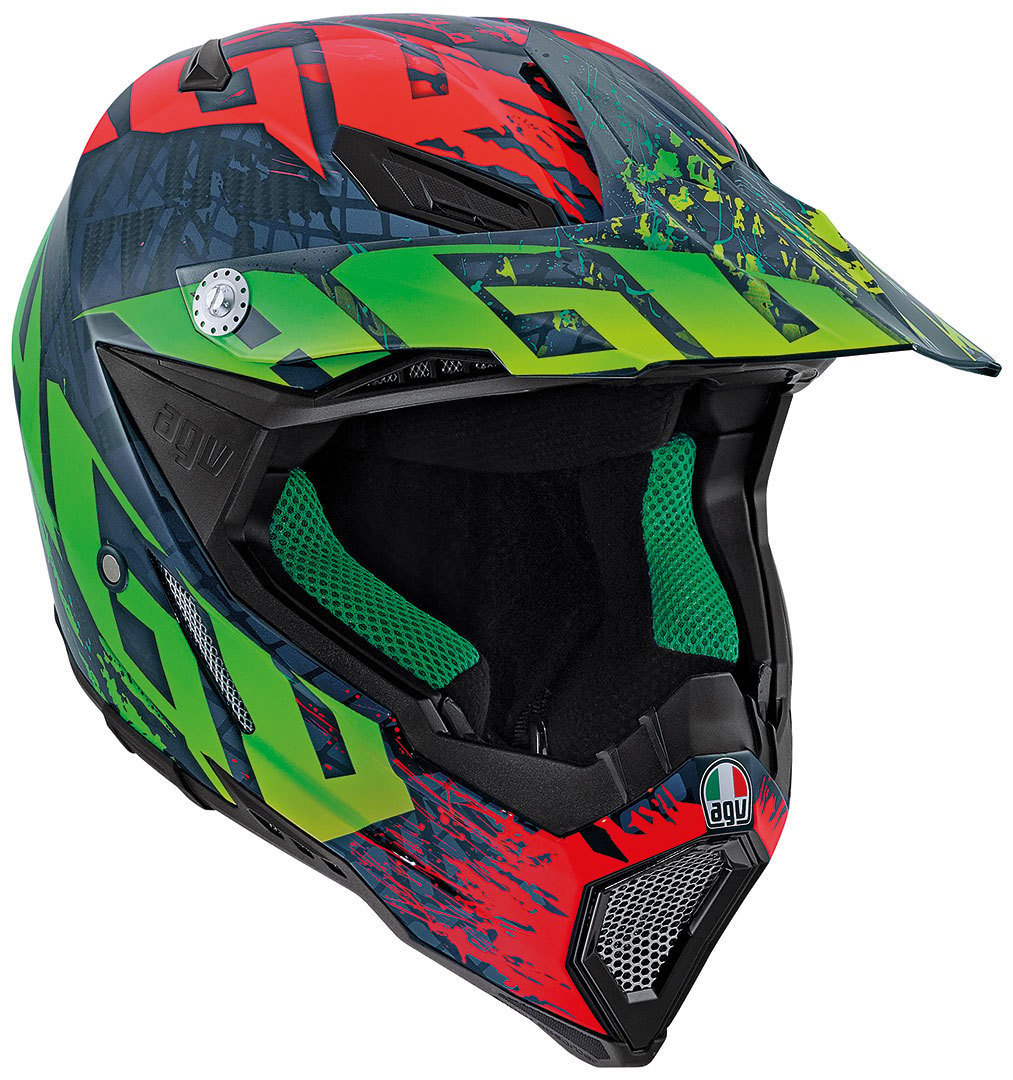 AGV AX-8 Carbon Nohander motocross helmet, red/green