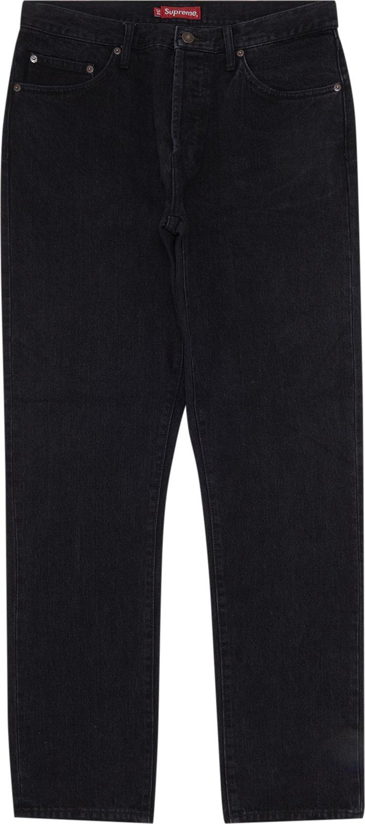 بنطلون جينز Supreme Stone Washed Slim Jeans "Washed Black"، أسود