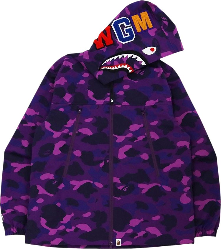 جاكيت بغطاء رأس من BAPE Color Camo Shark "أرجواني"، أرجواني