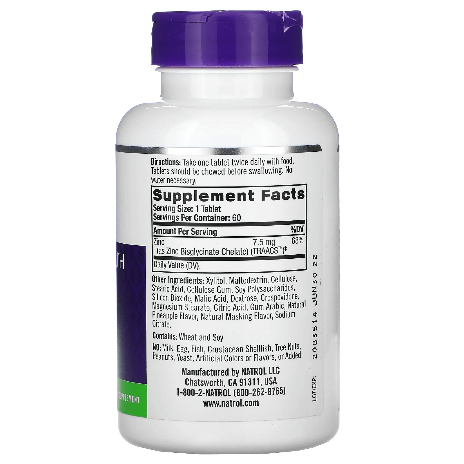 High Absorption Zinc, Natural Pineapple Flavor, 60 Tablets, Natrol