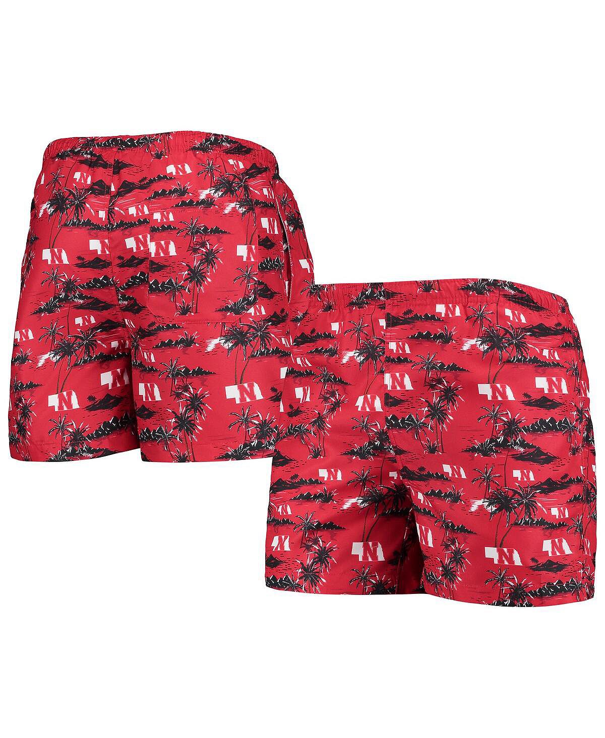 Men's swimming trunks scarlet nebraska huskers island palm FOCO