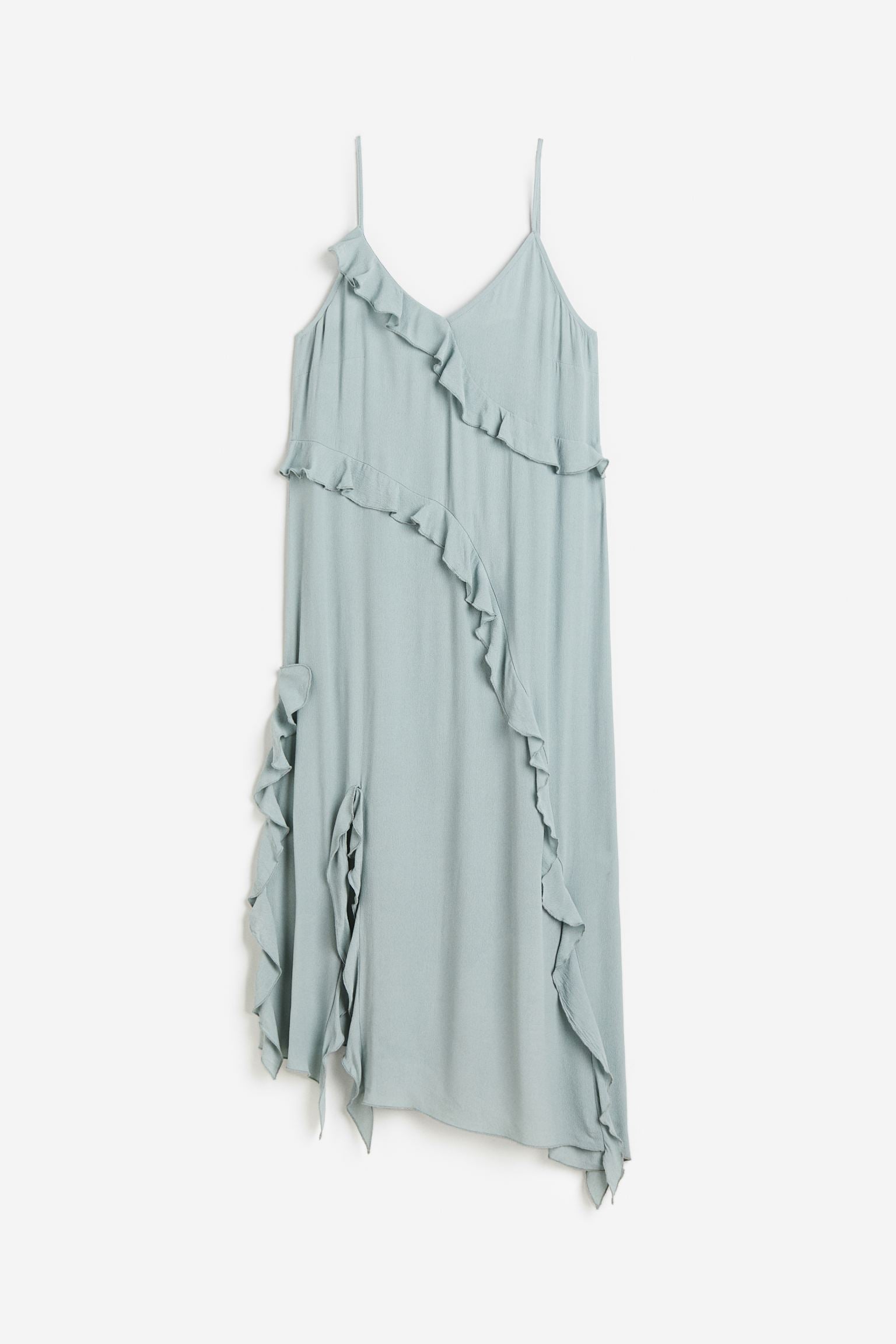 H&M Flounce-trimmed dress, gray-blue