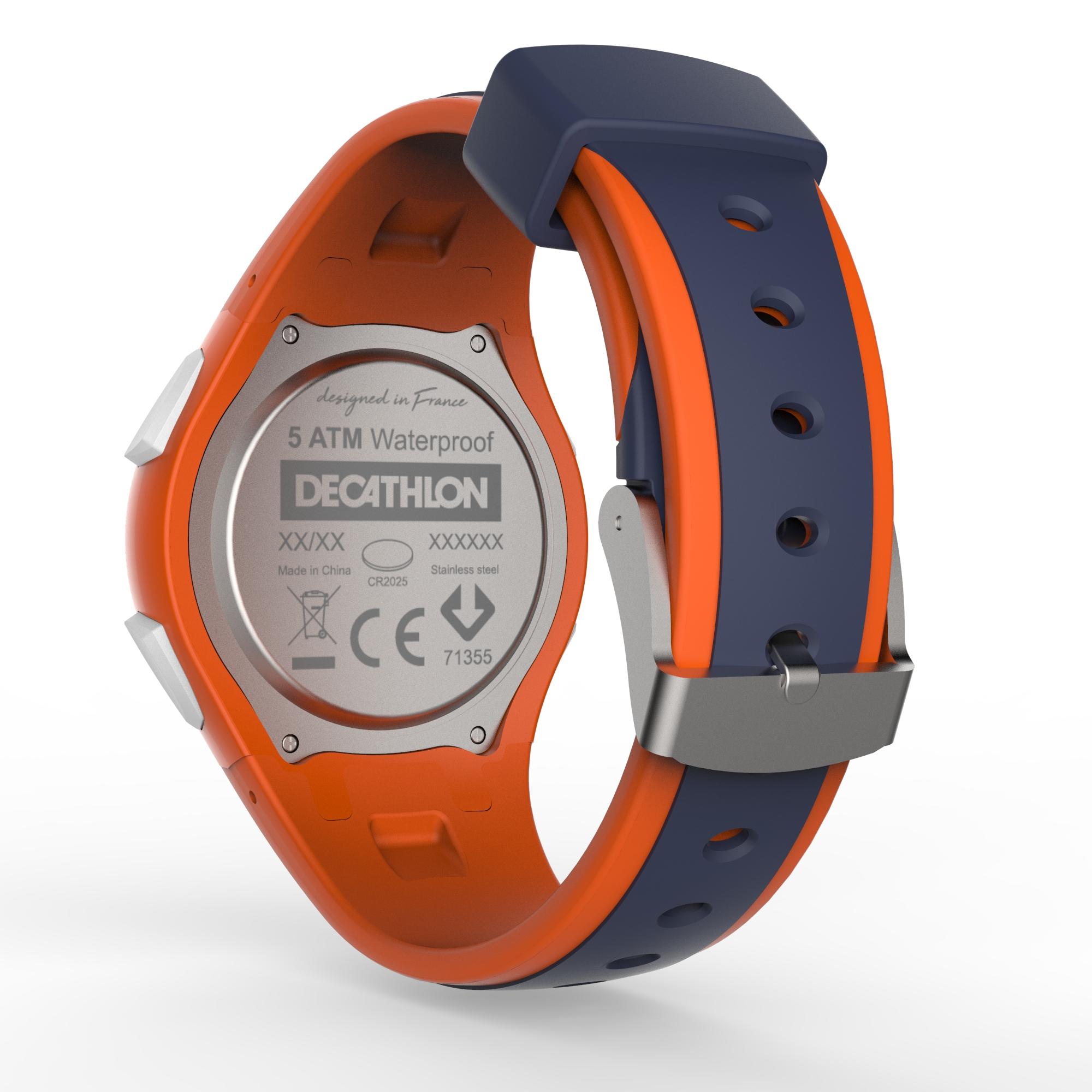 Sports watch-stopwatch W200 M blue/orange KALENJI, whale blue/orange