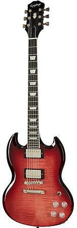 جيتار Epiphone Exclusive Run SG Modern Figured باللون الأحمر Trans EISMF TRFNH3