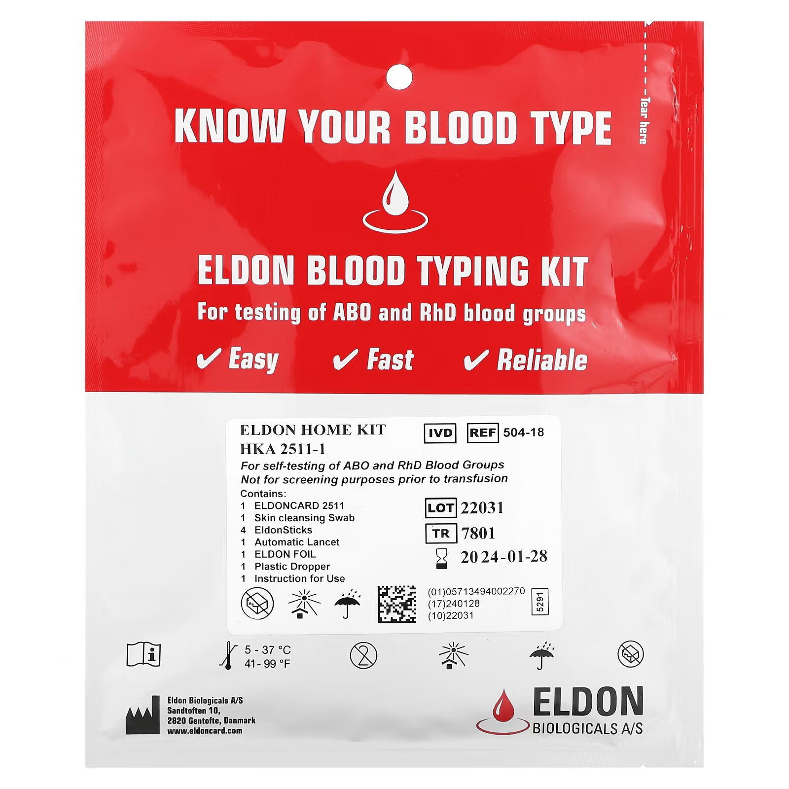 D'adamo , Eldon , Blood typing kit 1 x self test kit