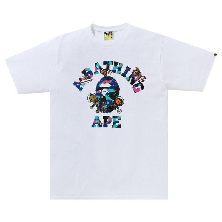 تي شيرت BAPE x Kid Cudi College Moon Man باللون الأبيض