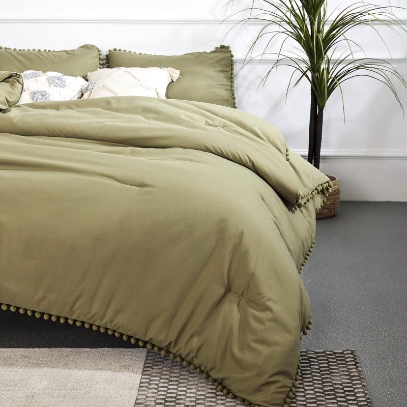 Yirddeo Queen double bed linen set, olive