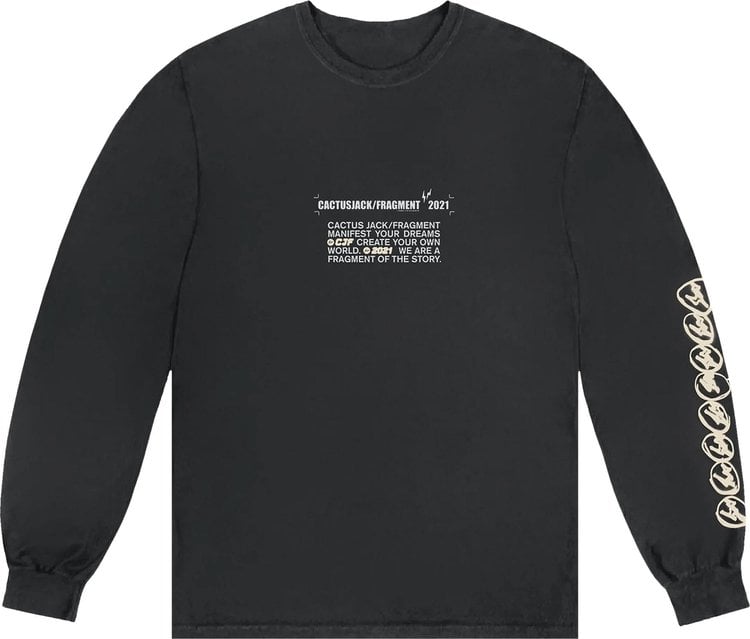 Cactus Jack by Travis Scott For Fragment Logo Long-Sleeve 'Black', black