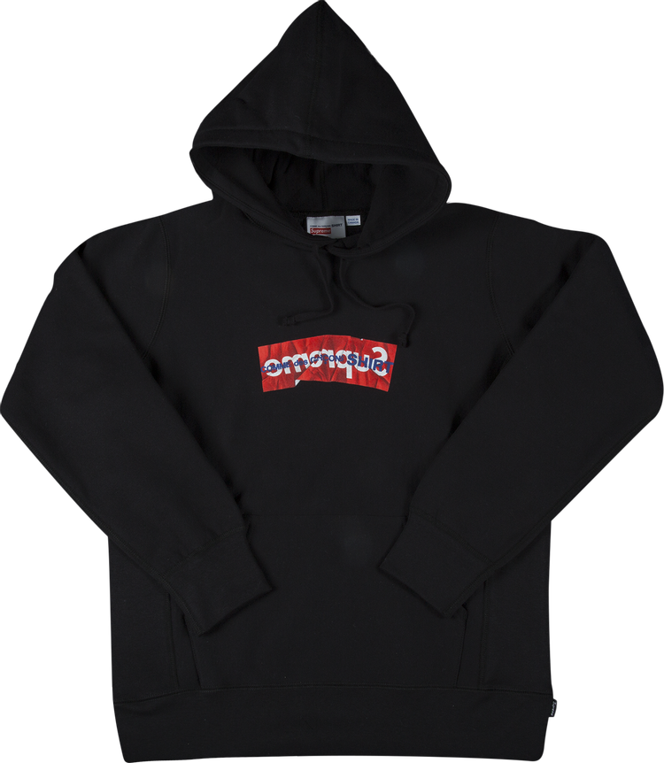 سويت شيرت Supreme x Comme des Garçons بغطاء رأس وشعار صندوقي "أسود"، أسود