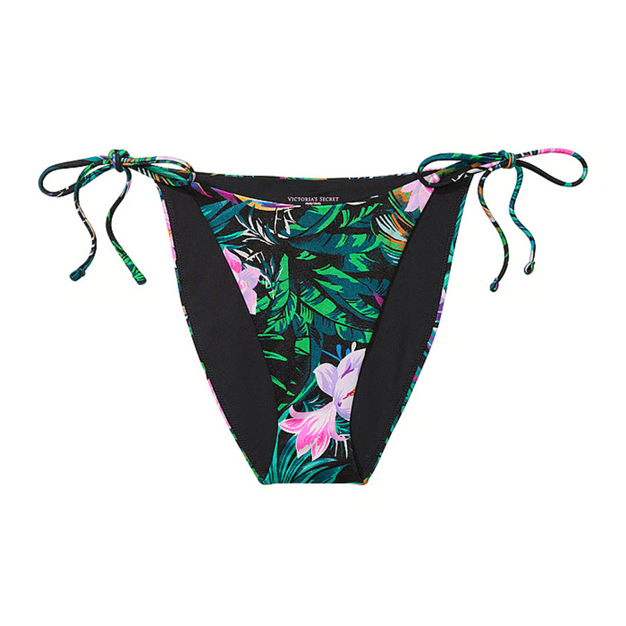 Victoria's Secret Swim Mix & Match Side-Tie Cheeky Smooth Bikini Bottom, Black Tropical