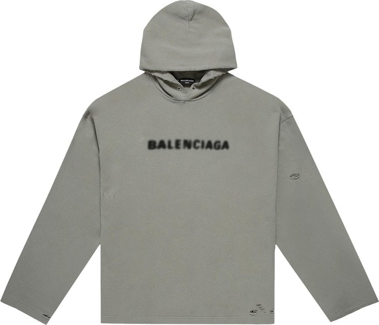 هودي Balenciaga Blurry Logo "Steel Grey/Black"، باللون الرمادي