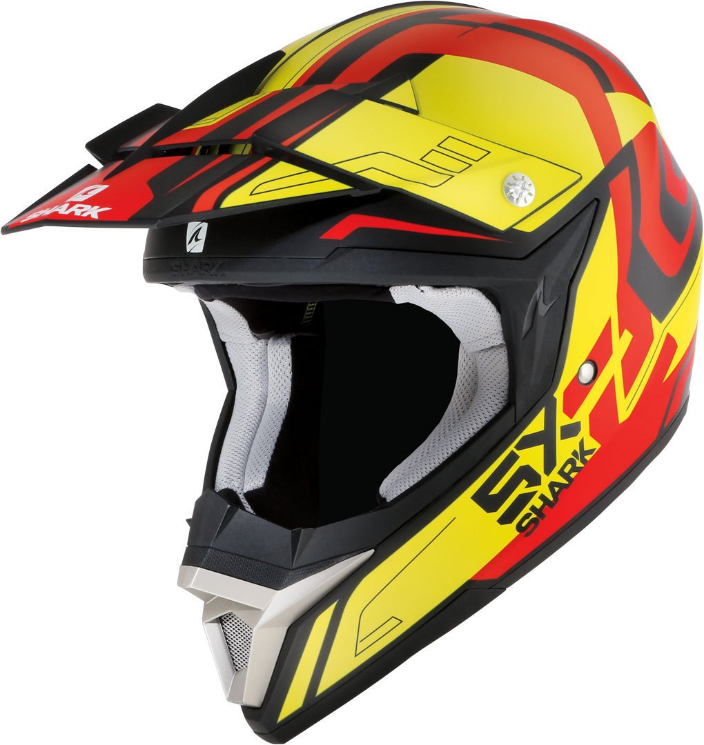 Shark Sx2 Bhauw Mat Helmet with Logo, Red/Yellow