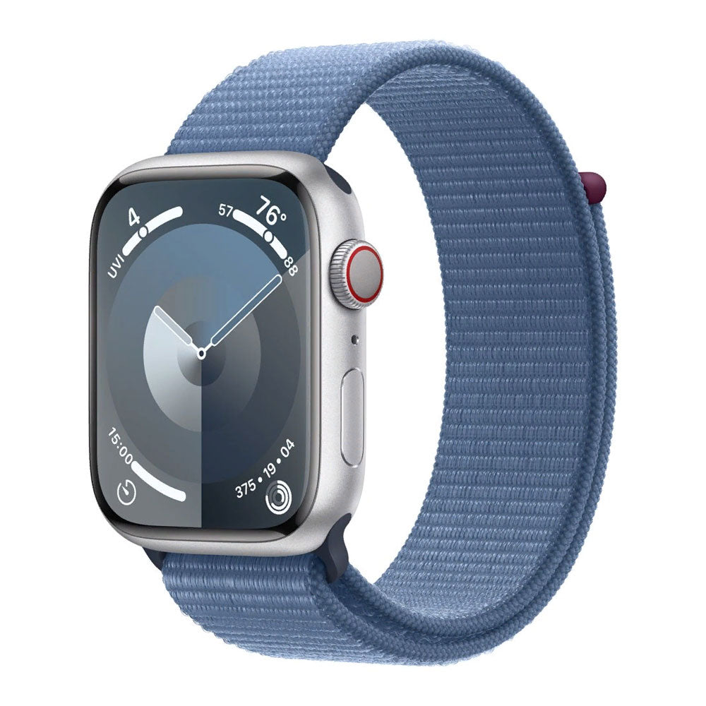 Smartwatch Apple Watch Series 9 (GPS + Cellular), 45mm, Silver Aluminum Case/Winter Blue Sport Loop - Onesize