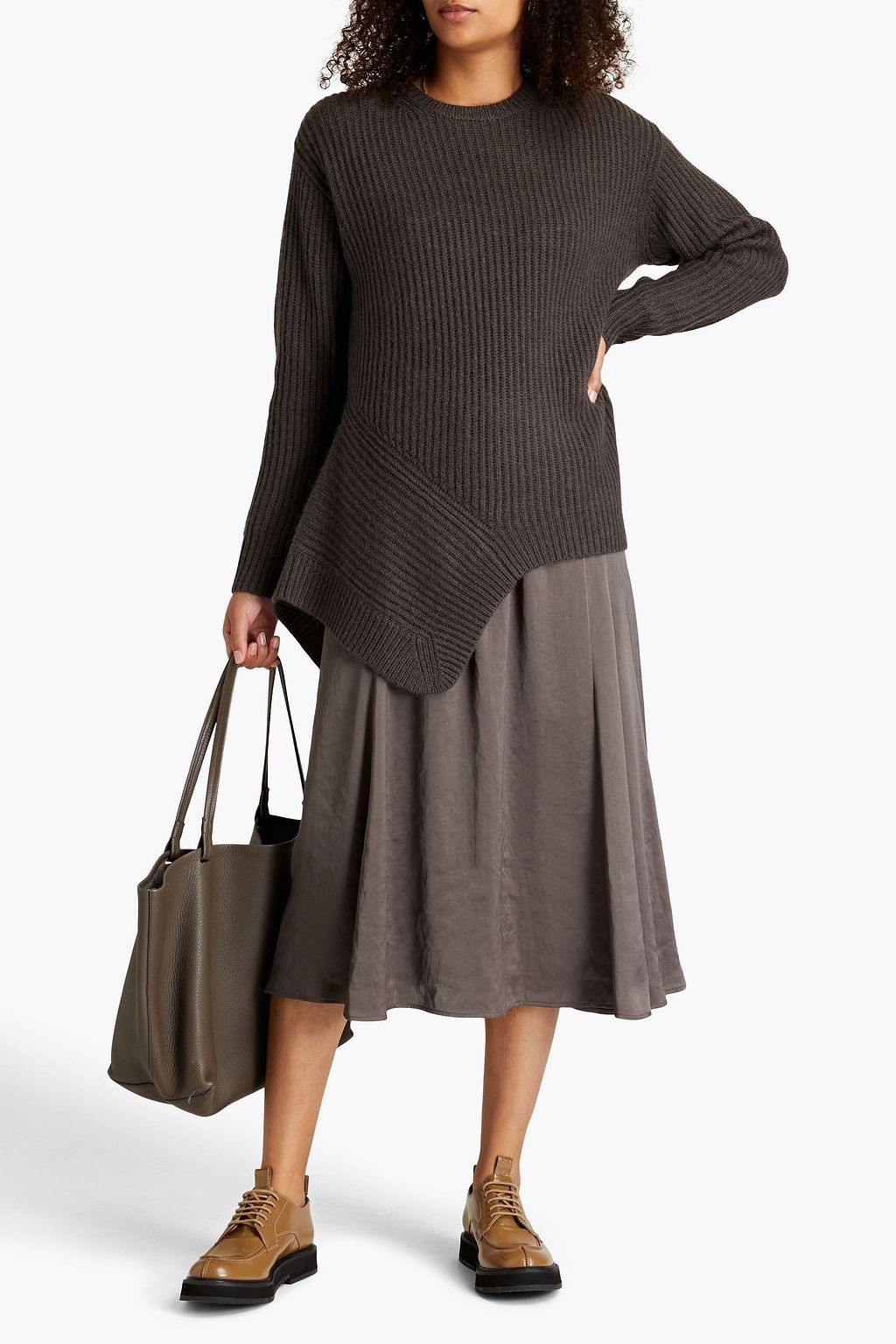 Luisa Cerano Asymmetrical Wool Blend Sweater, Gray