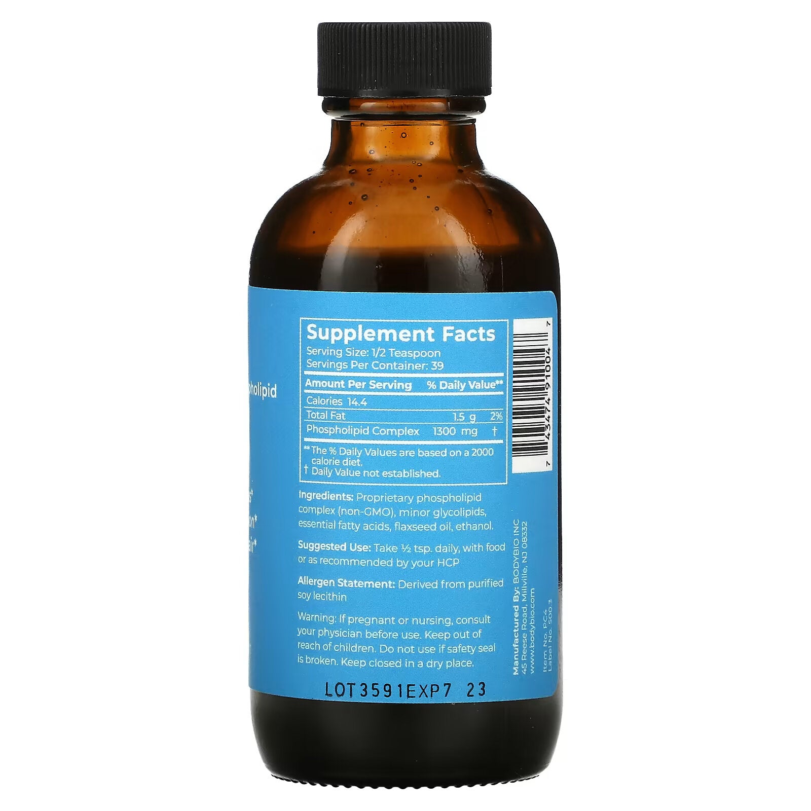 BodyBio, Phosphatidylcholine, Liposomal Phospholipid Complex, 120 ml