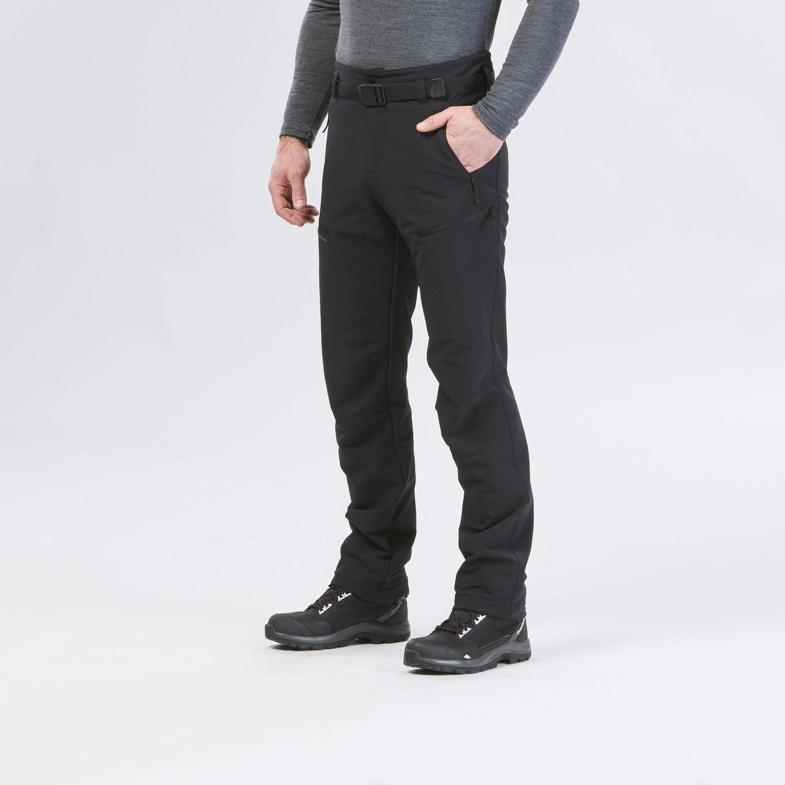 Warm, water-repellent, elastic men's trousers for winter hiking SH500 X-WARM