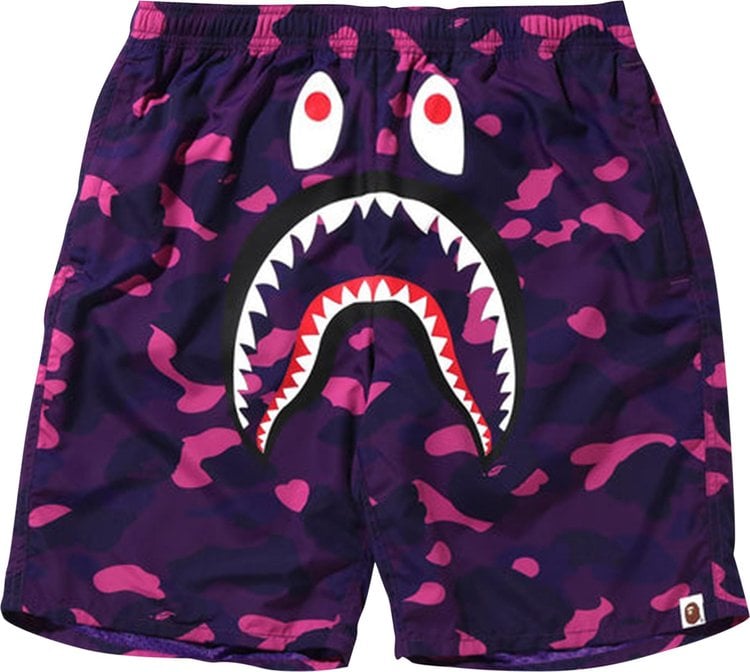 شورت شاطئ BAPE Color Camo Shark "أرجواني"، أرجواني