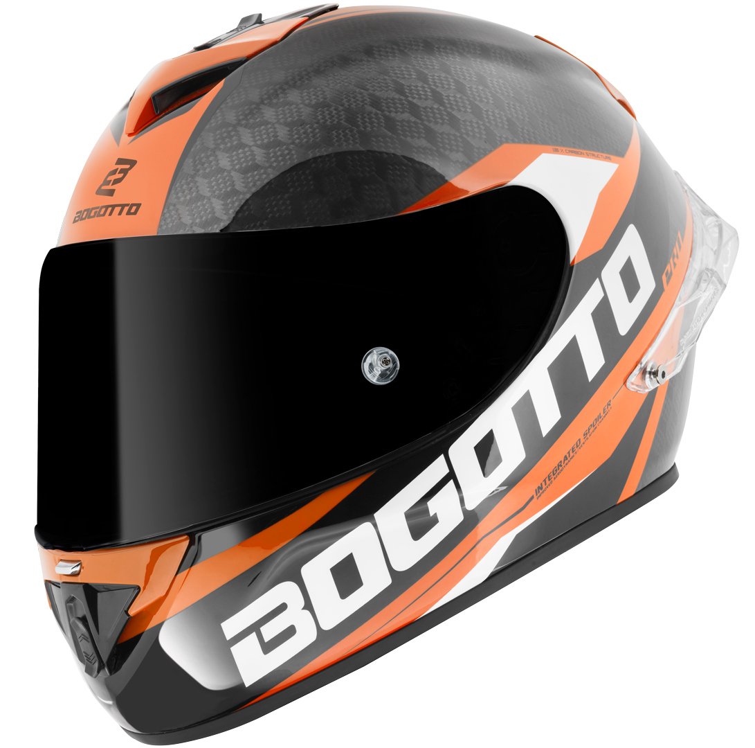 Bogotto FF104 SPN Carbon Helmet with Logo, Orange/Black