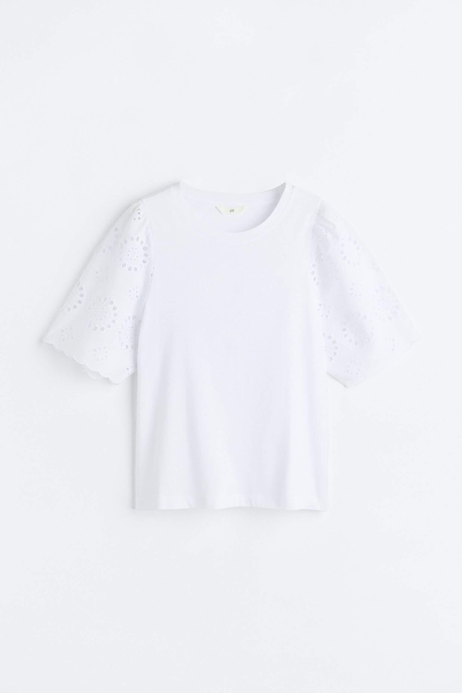 T-shirt H&M Eyelet Embroidery, white