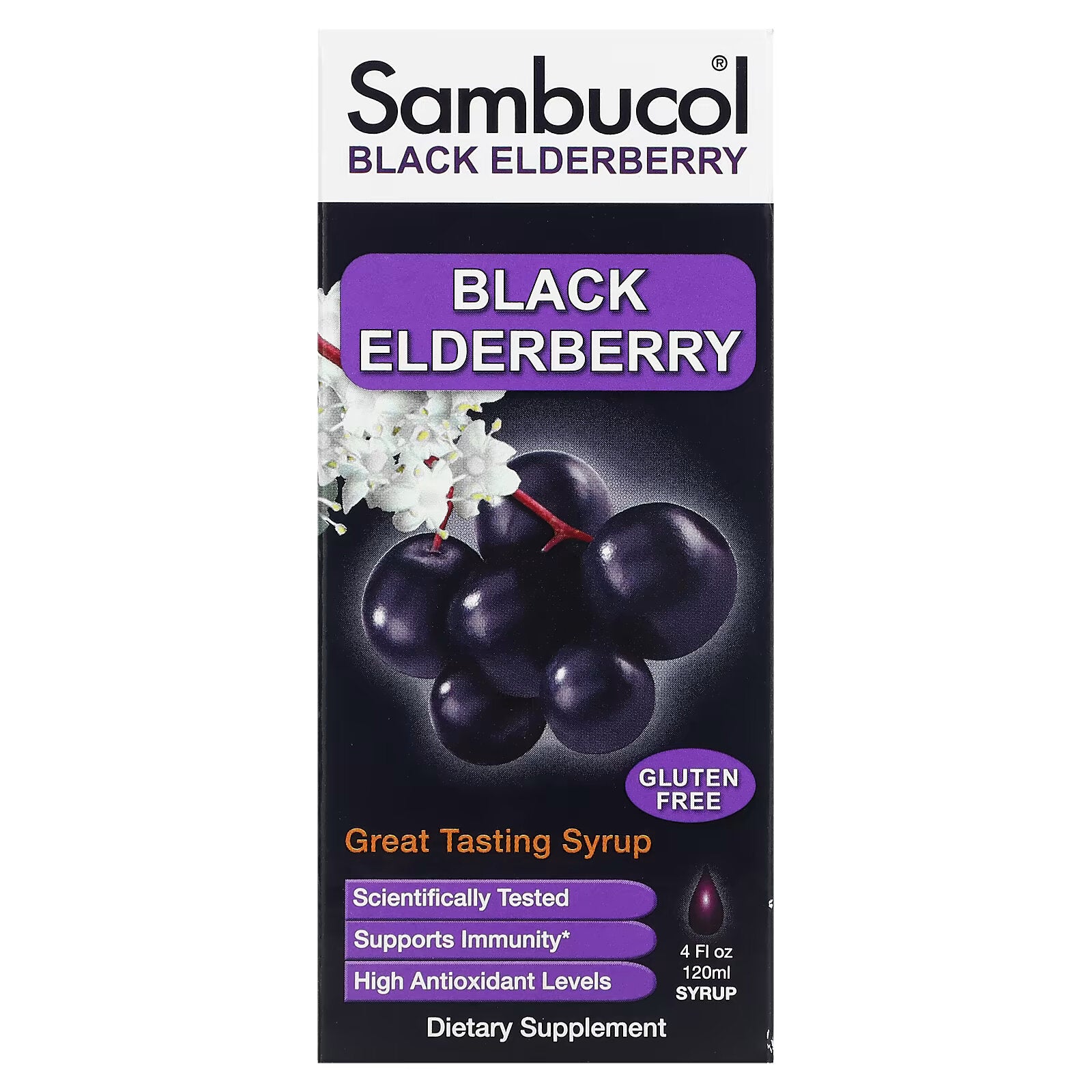 Sambucol, black elderberry syrup, original recipe, 120 ml