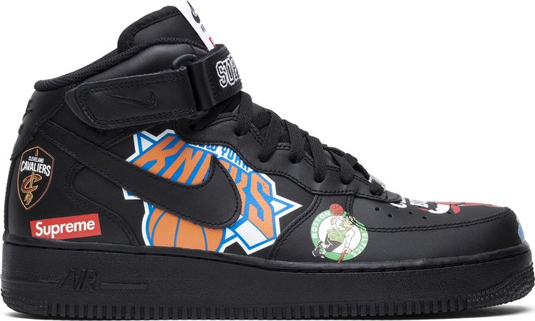 حذاء Nike Supreme x NBA x Air Force 1 Mid 07 باللون الأسود