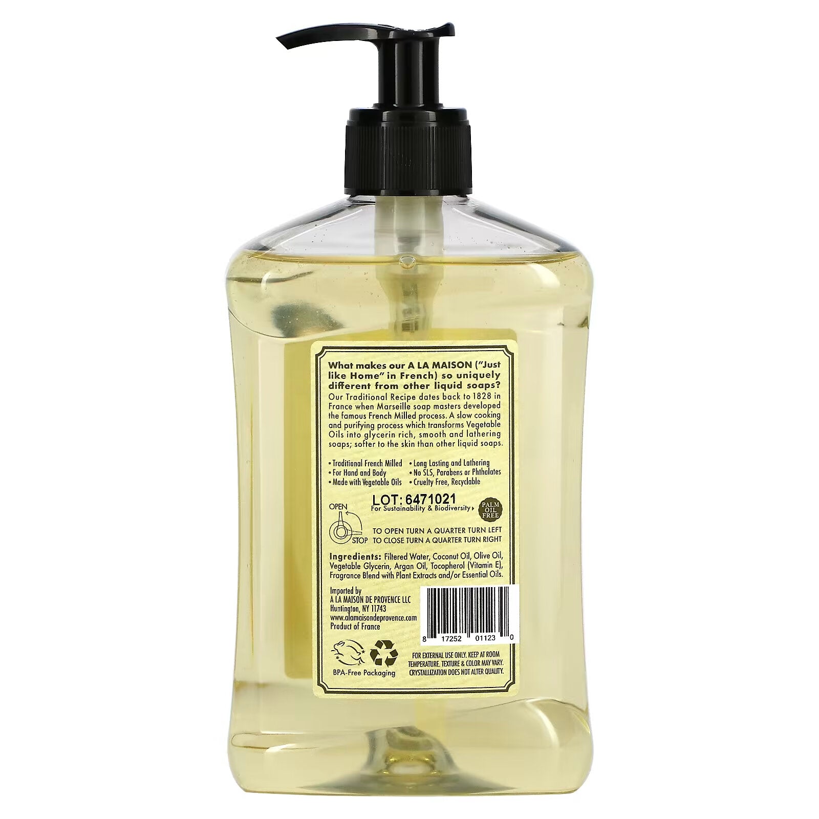 A La Maison de Provence, Liquid Hand & Body Soap, Sweet Almond, 16.9 fl oz (500 ml)