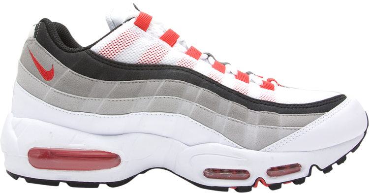 حذاء Nike Air Max 95 باللون الأحمر الأسمنتي والأبيض