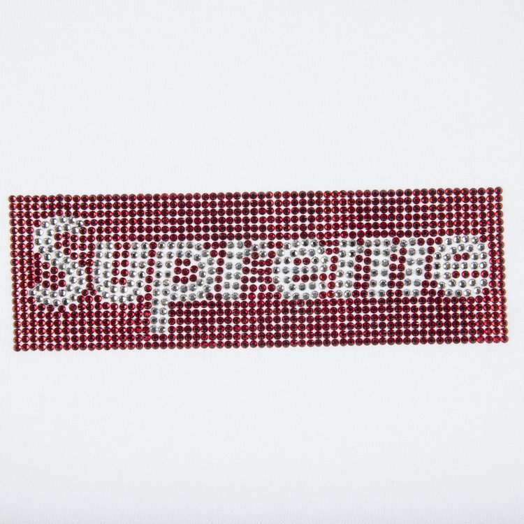 تي شيرت Supreme x Swarovski Box Logo "أبيض"، أبيض