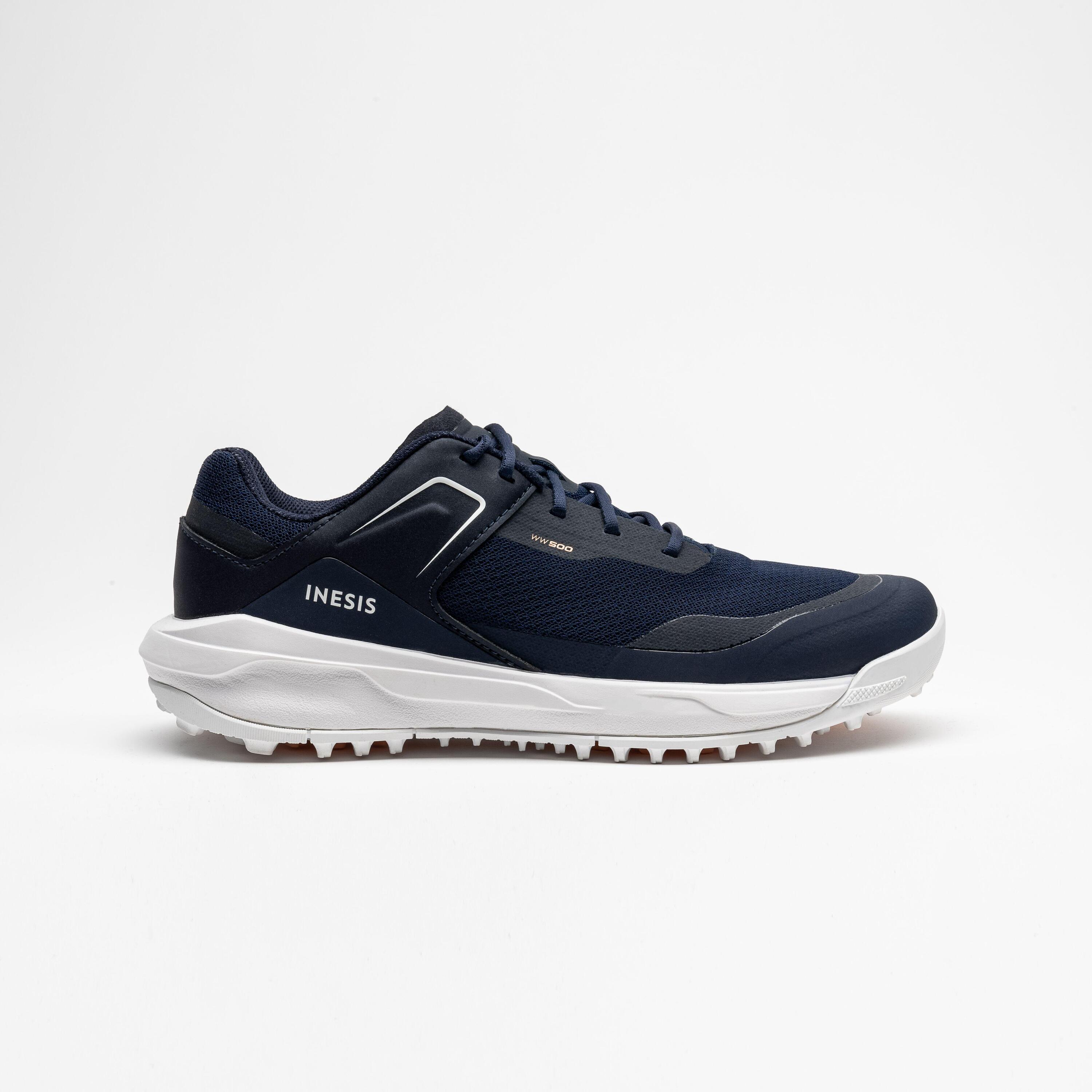 Women's Mesh Golf Shoes - WW500 Navy Blue INESIS, Black Blue/White