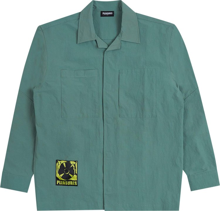 Pleasures Stare Long-Sleeve Overshirt 'Teal', turquoise