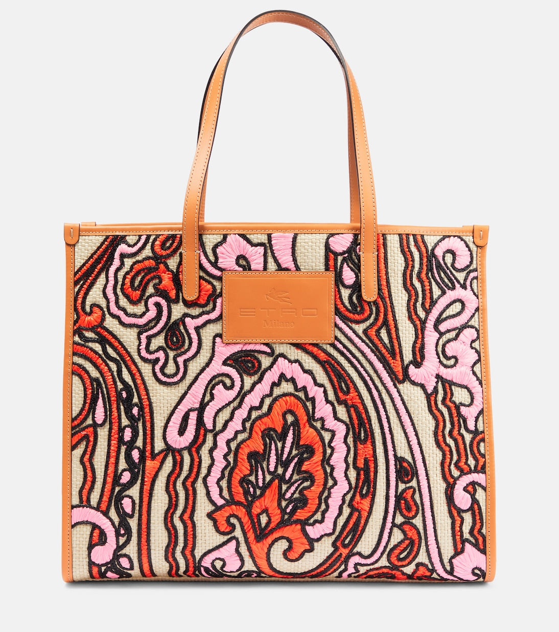 Globetrotter Medium Etro Raffia Tote, Multicolor