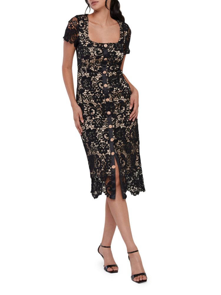 Rachel Parcell Lace Midi Dress, Black