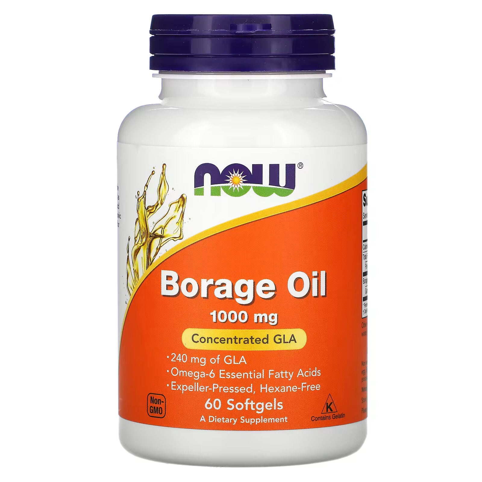 NOW Foods, Borage Oil, Concentrated GLA, 1000 mg, 60 Capsules