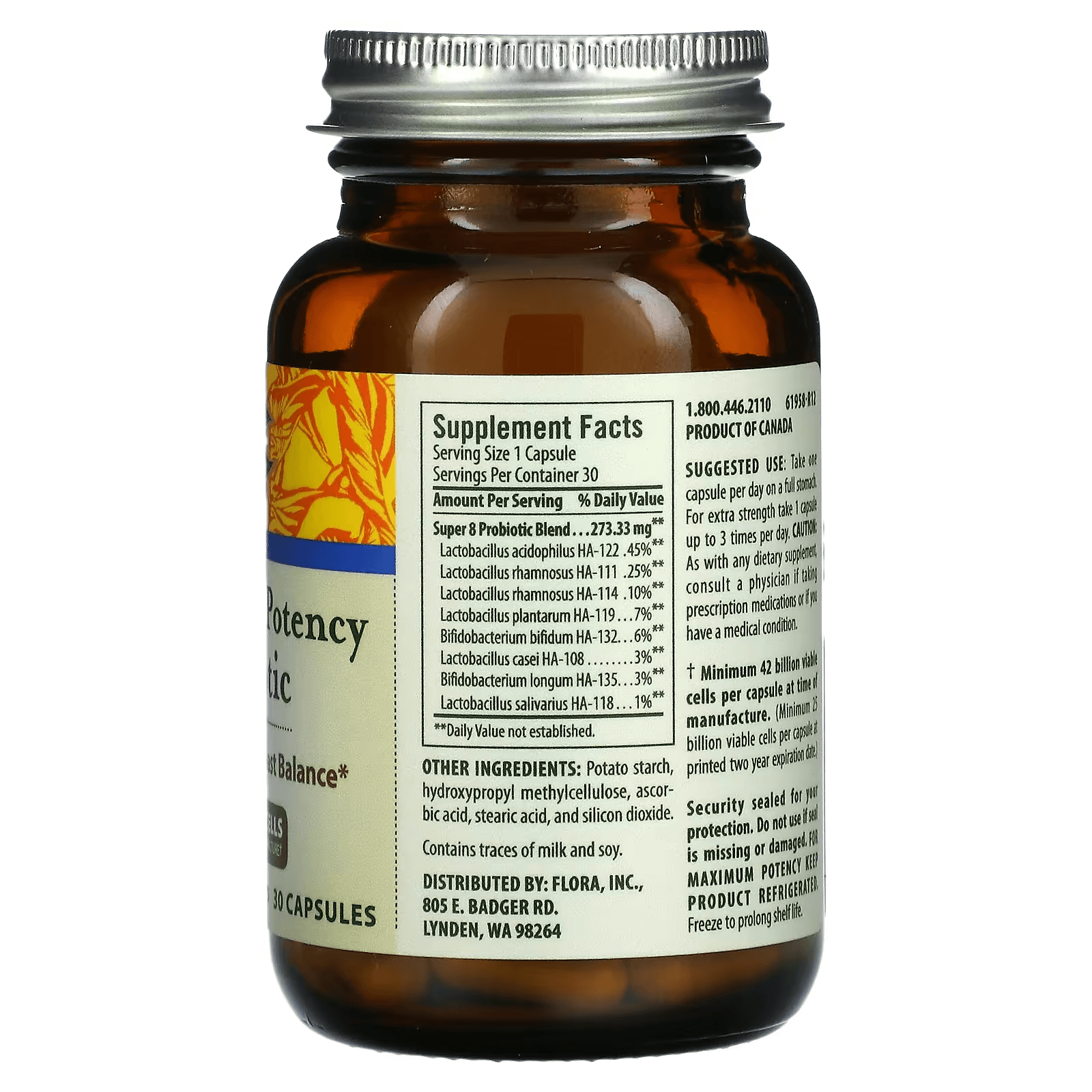 Probiotic Super 8 Flora 42 Billion Cells, 30 Capsules