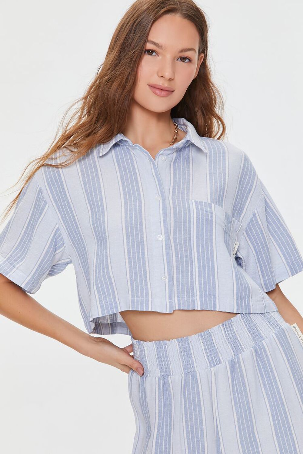 Linen shirt Kendall + Kylie Forever 21, blue