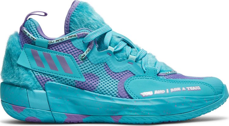 حذاء رياضي Adidas Monsters Inc. x Dame 7 EXTPLY Big Kid 'Sulley'، باللون الأزرق