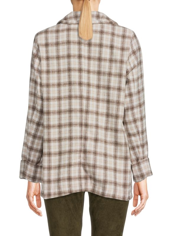 BCBGeneration long-sleeved checkered double-breasted jacket, plaid