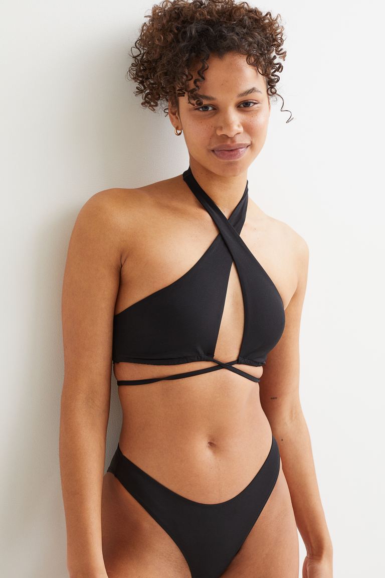 H&M halterneck bikini top, black