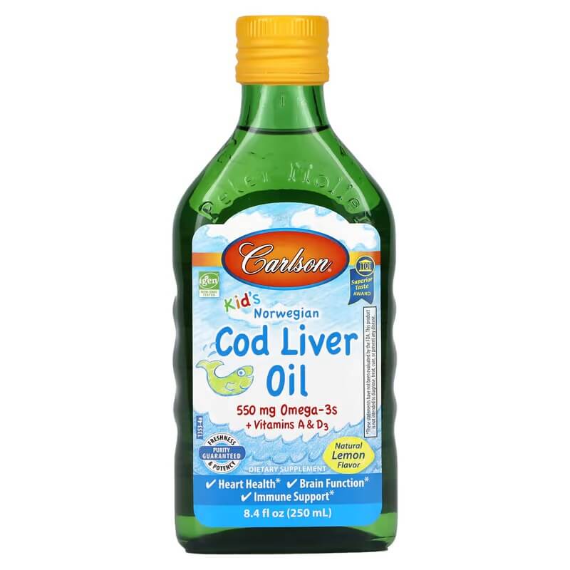 Cod liver oil Carlson Kid's Norwegian natural lemon, 250 ml