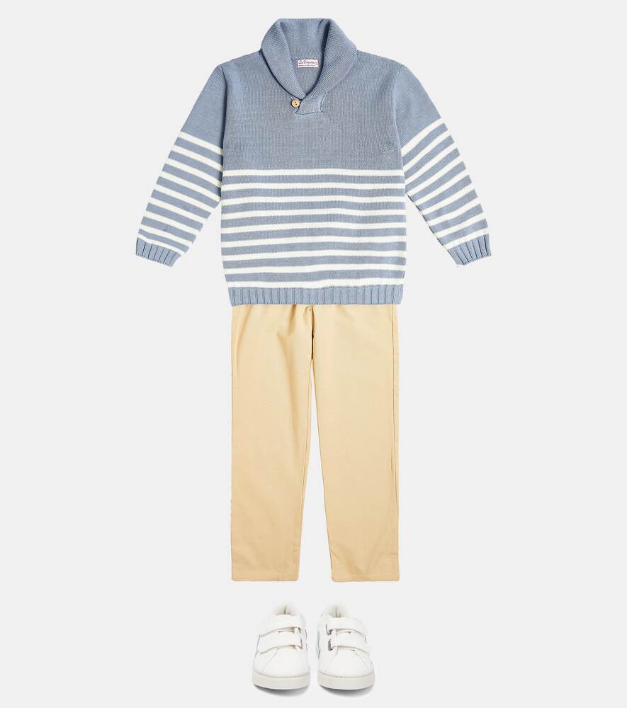 Goyo La Coqueta Cotton Striped Sweater, Blue